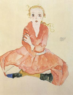 Egon Schiele Seated Girl Facing Front (mk12) Germany oil painting art